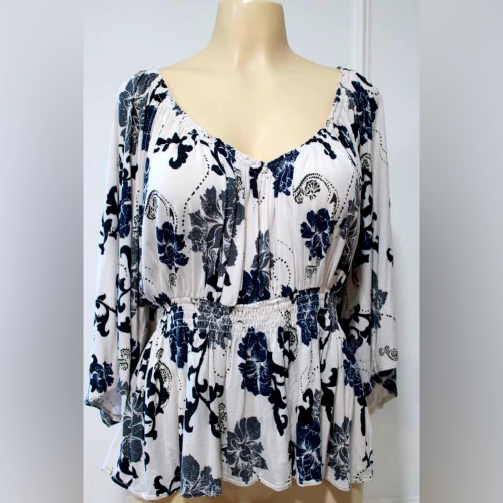 Free People Glenside Floral print Peasant Top L